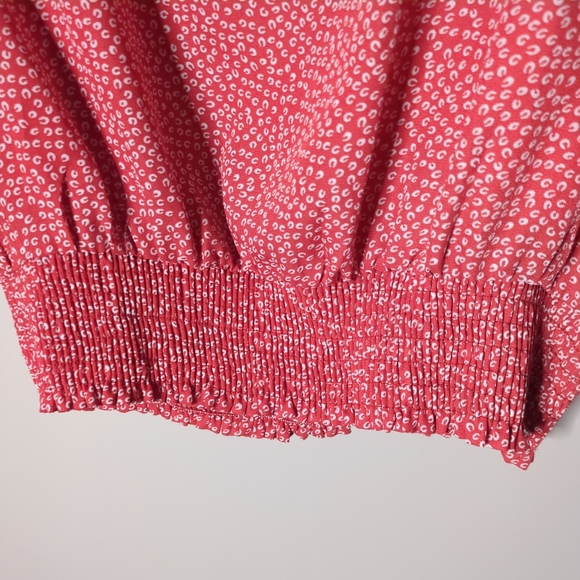 Paper Crane Smocked Band Top With Shirring Puff Sleeve Top Women’s Size Medium - Picture 5 of 8